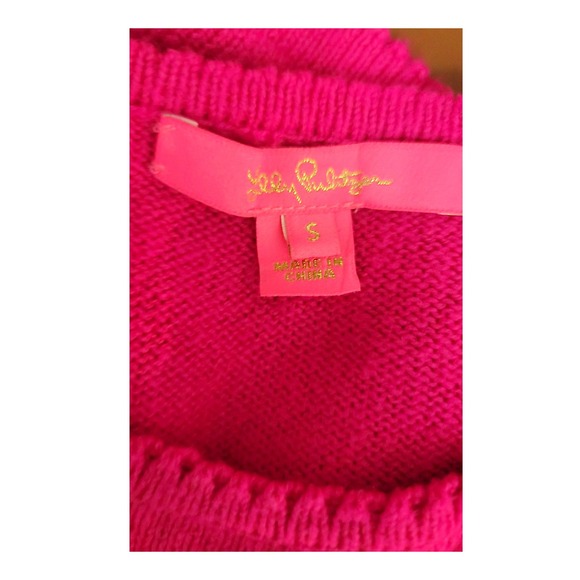Lilly Pulitzer Pink Heart Textured Balloon Sleeve Sweater Size S - Picture 7 of 9